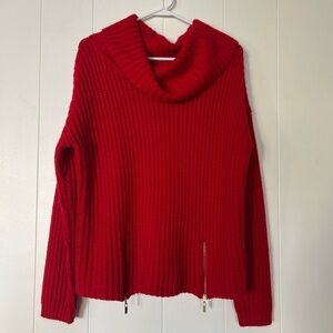 Modamix by Brandon Thomas Women’s Red Turtleneck Sweater Zippers